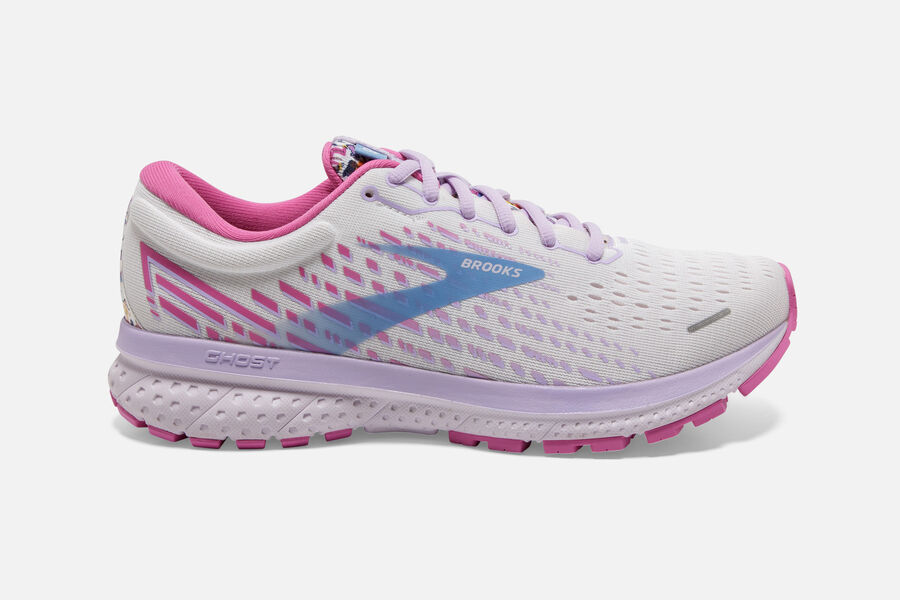 Brooks Israel Ghost 13 Road Running Shoes Womens - White/Pink/Blue - HGT-896547